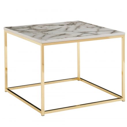 Square coffee table, color: marble look / white - Dimensions: 60 x 60 x 45 cm (W x D x H)