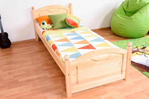 Children's bed / Youth bed 82A, solid pine wood, clear finish - 80 x 200 cm