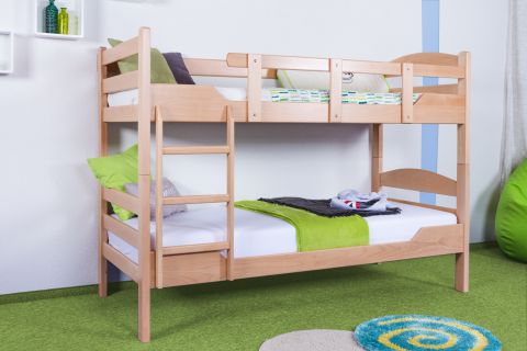 Bunk Beds ' Easy Premium Line ® ' K3/n/1, Beech solid wood natural - Dimensions: 90 x 200 cm, divisible