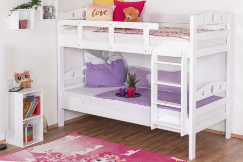 Bunk bed "Easy Premium Line" K11/n, solid beech wood, white finish, convertible - 90 x 190 cm