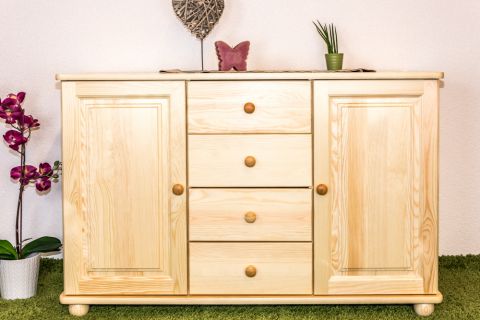 Sideboard Junco 173, 2 door, 4 drawer, solid pine wood, cleary varnished - H78 x W121 x D42 cm
