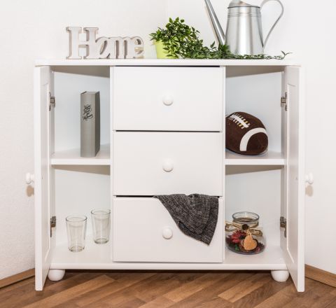 Chest of drawers pine solid wood White Junco 177 – Dimensions: 78 x 90 x 60 cm (H x W x D)