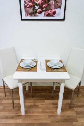 Table Solid pine wood White Junco 233B (angular) - 75 x 75 cm (W x D)