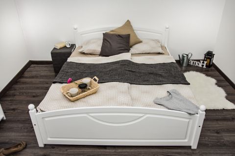 Double bed pine solid wood white 81, incl. Slat Grate - 160 x 200 cm (W x L)