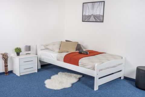 Single/guest bed pine solid wood white 84, incl. slat grate - 100 x 200 cm (w x l)