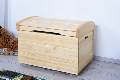 Blanket box 005, solid pine wood, clearly varnished - 57H x 49W x 77D cm 
