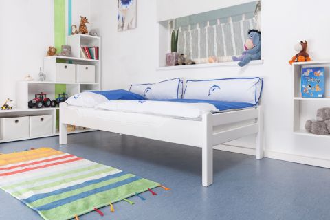 Children's bed / Youth bed  "Easy Premium Line" K1/1n, solid beech wood, white finish - 90 x 200 cm