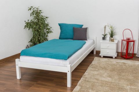 Single bed / day bed solid pine wood, in a white paint finish, includes slatted frame - Dimensions: 90 x 200 cm