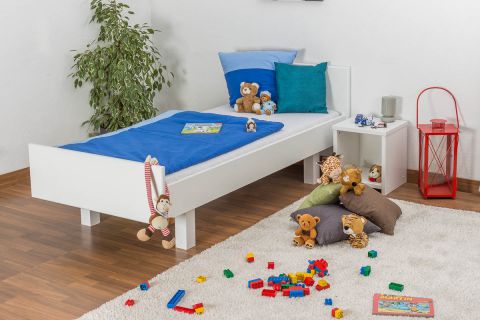 Children's bed / Youth bed 116, solid beech wood, white finish - 90 x 200 cm