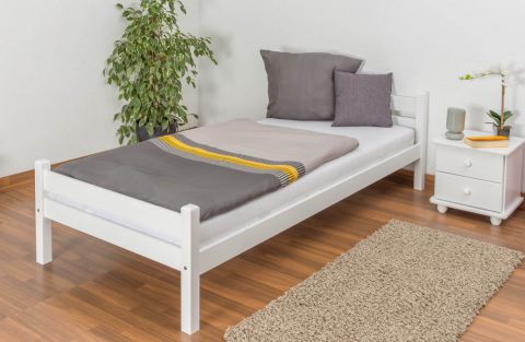 Single bed / Day bed solid pine wood, in a white paint finish 97, includes slatted frame - Dimensions: 90 x 200 cm