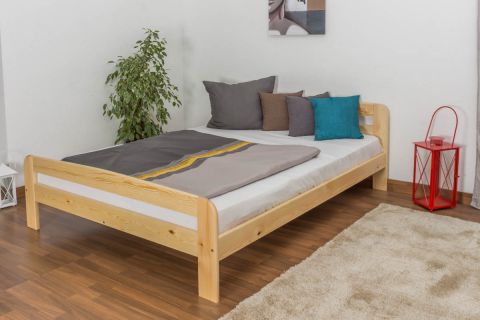 Double bed/Guest bed solid pine wood natural A6, incl. slatted - Size: 160 x 200 cm