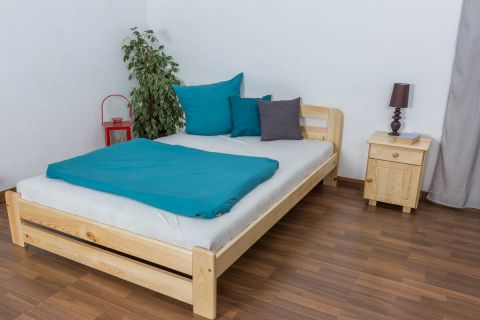 Teenage bed solid, natural pine wood A7, including slatted frame - Measurements 160 x 200 cm