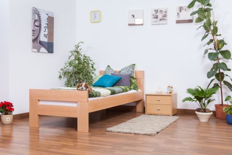 Single bed "Easy Premium Line" K2, solid beech wood, clearly varnished