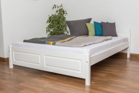 Double bed / Day bed solid pine wood, in a white paint finish 77, includes slatted frame - Dimensions 160 x 200 cm