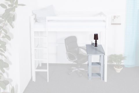 Desk Dominik, solid beech wood, white painted, accessory for High Sleeper Dominik