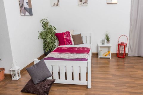 Single bed / Day bed solid, natural pine wood 66, includes slatted frame - Dimensions 100 x 200 cm