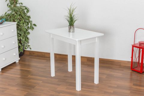 Dining Table Junco 226A, solid pine wood, white finish - H75 x W50 x L80 cm