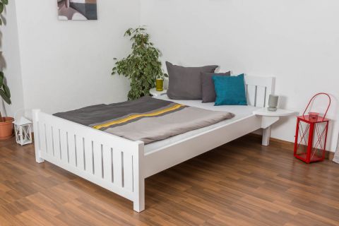 Children's bed / Youth bed 106, solid beech wood, white finish - 140 x 200 cm