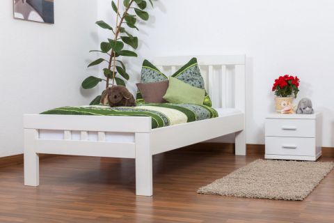 Single bed "Easy Premium Line" K8, solid beech wood, white - 90 x 190 cm