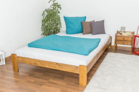 Children's bed / Teenage bed solid pine wood oak colored A10, including slatted frame - Measurements 140 x 200 cm