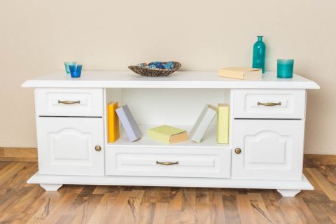 3 Drawer, 2 Door Sideboard Pipilo 17, solid pine wood, white varnished - H58 x W139 x D54 cm