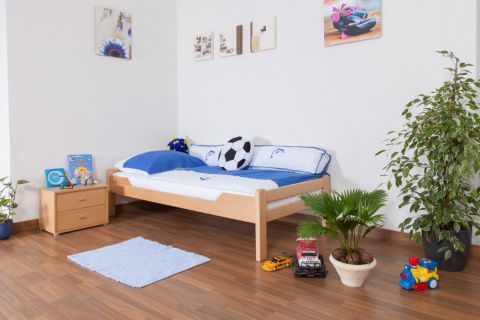 Children's bed / Youth bed "Easy Premium Line" K1/1n, solid beech wood, clearly varnished - 90 x 190 cm