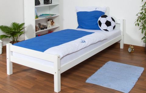 Single bed / Youth bed Markus, solid beech wood, white finish, incl. slatted bed frame - 90 x 200 cm