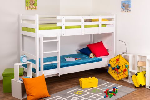 Bunk bed "Easy Premium Line" K17/n, solid beech wood white, Lying surface: 90 x 200 cm (w x l), divisible