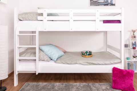 Adult bunk bed "Easy Premium Line" K20/n, headboard and footboard straight, solid beech wood white - 90 x 200 cm (w x l), divisible