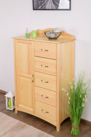 Chest of drawers solid pine wood natural Turakos 55 - Measurements 141 x 92 x 42 cm (H x W x D)