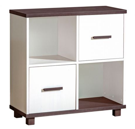 Children's room - Chest of drawers Hermann 10, Colour: White Bleached / Brown, partial solid - 91 x 90 x 40 cm (h x w x d)