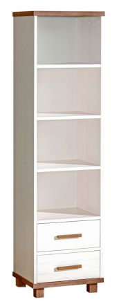 Children's room - Shelf Hermann 03, Colour: White Bleached / Walnut Colour, partial solid wood - 181 x 49 x 40 cm (H x W x D)
