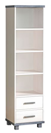 Children's room - Shelf Hermann 03, Colour: White Bleached / Grey, partial solid wood - 181 x 49 x 40 cm (h x w x d)