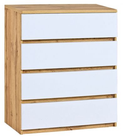 Children's room - Chest of drawers Alard 05, Colour: Oak / White - Measurements: 94 x 80 x 40 cm (H x W x D)
