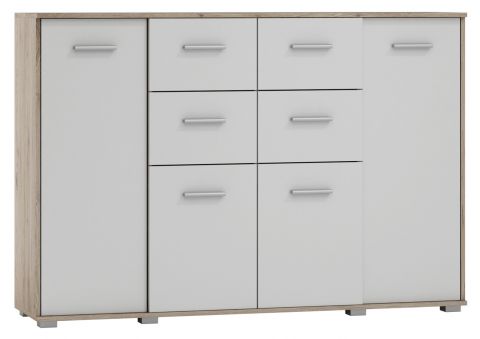 Chest of drawers Kavieng 08, colour: oak / white - Measurements: 110 x 160 x 40 cm (H x W x D)
