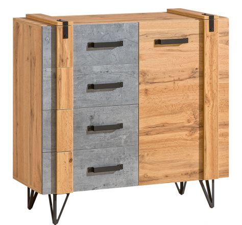 Chest of drawers Atule 06, Colour: Oak / Grey - Measurements: 97 x 90 x 42 cm (h x w x d)