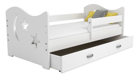Children's bed, pine part solid, White lacquered B1, incl. slatted frame - Lying surface: 80 x 160 cm (w x l)