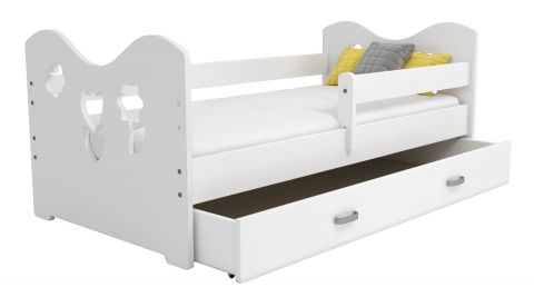 Children's bed, pine part solid, White lacquered B2, incl. slatted frame - Lying surface: 80 x 160 cm (w x l)