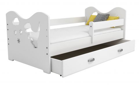 Children's bed, pine part solid, White lacquered B3, incl. slatted frame - Lying surface: 80 x 160 cm (w x l)