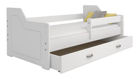 Children's bed, pine part solid, White lacquered B4, incl. slatted frame - Lying surface: 80 x 160 cm (w x l)