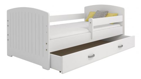 Children's bed, pine part solid, White lacquered B5, incl. slatted frame - Lying surface: 80 x 160 cm (w x l)