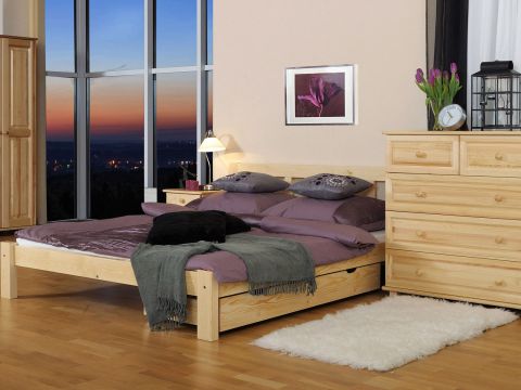 Teenage bed solid, natural pine wood A4, including slatted frame - Measurements 160 x 200 cm