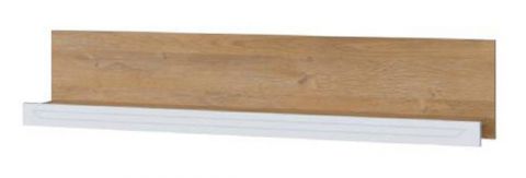 Suspended rack / Wall shelf Bambey 15, Colour: Oak / White - 25 x 124 x 19 cm (h x w x d)