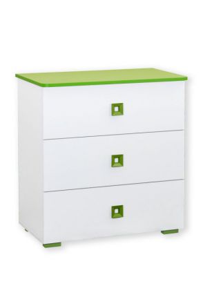 Children's room - Chest of drawers Daniel 05, Colour: White / Green - 87 x 83 x 50 cm (H x W x D)