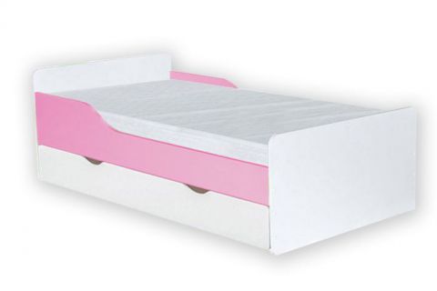 Children bed Daniel 09 incl. base plate and drawer, Colour: White / Pink - 80 x 160 cm (w x l)