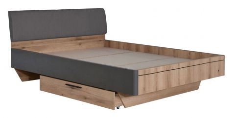 Double bed Cerdanyola 14, Colour: Oak / Grey - Lying area: 160 x 200 cm (w x l)