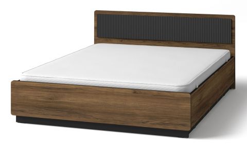 Double bed Mairenke 13, Colour: Wallnut / Black matt - Lying area: 160 x 200 cm (w x l)
