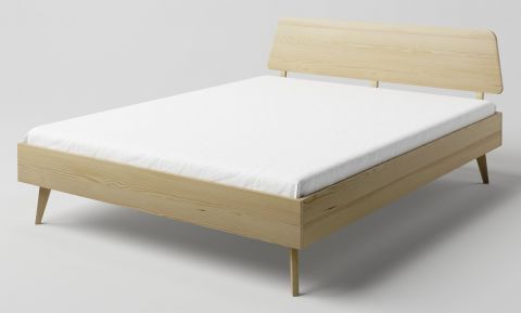 Double bed solid pine wood natural Aurornis 80 - Lying surface: 160 x 200 cm (w x l)