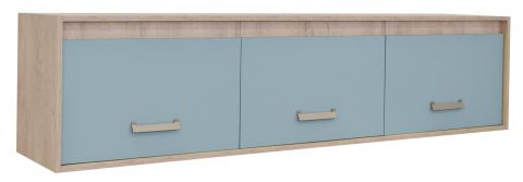 Children's room - Wall cabinet / Bed superstructure Koa 11, Colour: Oak / Blue - Measurements: 50 x 206 x 42 cm (H x W x D)