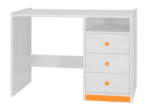 Desk Milo 01, Colour: White / Orange, Solid pine wood - Measurements: 77 x 110 x 60 cm (H x W x D)